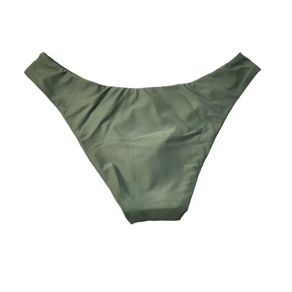 J. Crew Dark Green Curved Waist Cheeky Bikini Bottom New With Tags Womens Size M